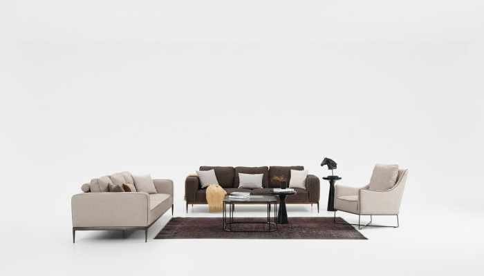 Sofa Set 221-Seater Sofa Suite Beige Sofas Armchair Modern Set