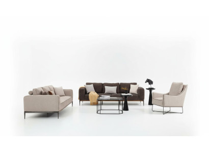 Sofa Suite 431 Three-Seater Sofa Suite Beige Sofa Armchair Modern Set