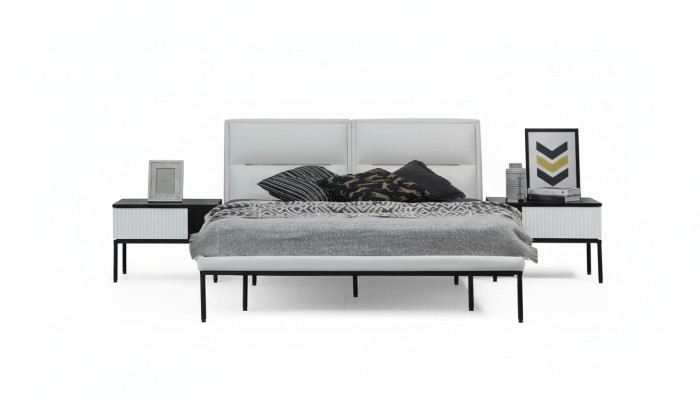 Bed frame double bed wood modern white bedroom double design