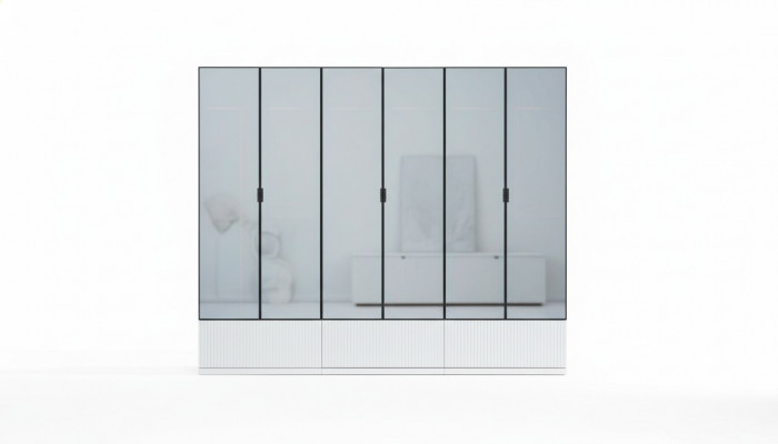 Wardrobe Closet Wood Modern White Mirror Clothes Bedroom