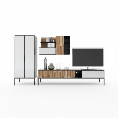 Living room wall TV stand RTV lowboard display cabinet wood modern brown living room