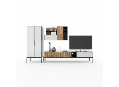 Living room wall TV stand RTV lowboard display cabinet wood modern brown living room