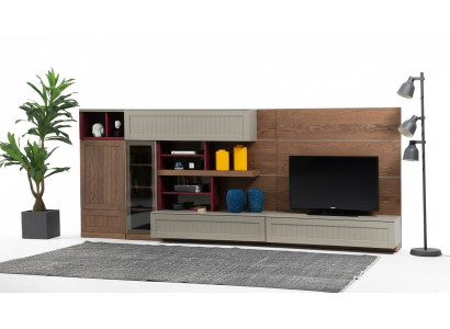 Living room wall TV stand RTV lowboard display cabinet wood modern brown living room