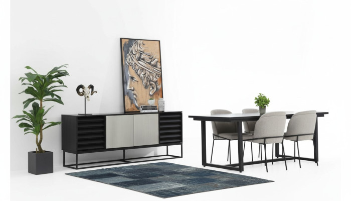 Dining nook dining group dining room dining table chairs 6-piece wood black set new