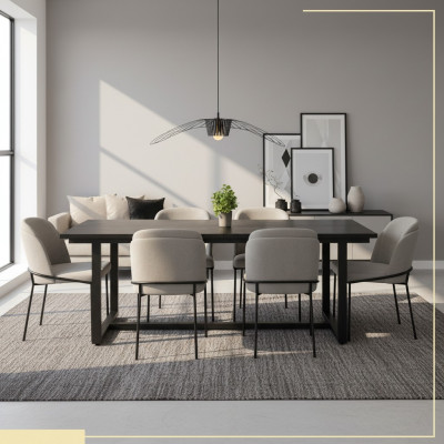 Dining corner Dining set Dining room Dining table Chairs 7-piece Wood Gray Set New
