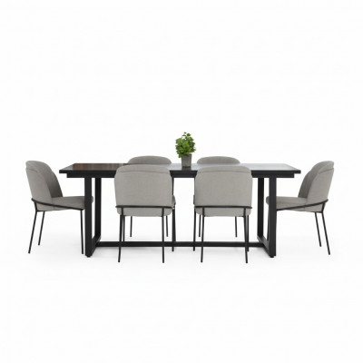 Dining corner Dining set Dining room Dining table Chairs 7-piece Wood Gray Set New