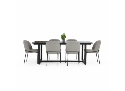 Dining corner Dining set Dining room Dining table Chairs 7-piece Wood Gray Set New