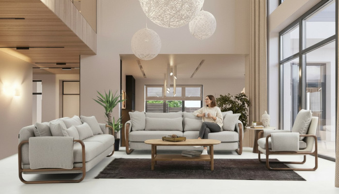 Sofa set 3+3+1 seater armchair three-seater modern fabric gray set design