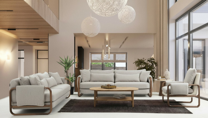 Sofa set 3+3+1 seater armchair three-seater modern fabric gray set design