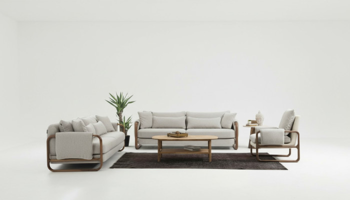 Sofa set 3+3+1 seater armchair three-seater modern fabric gray set design