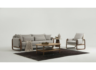 4-seater sofa set, armchair, four-seater, modern fabric gray set design