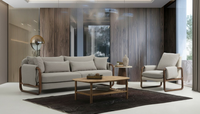 Sofa set 21 seater armchair two-seater modern fabric gray set design