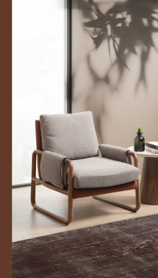 Armchair Wingback Chair Fabric Gray Living Room Polyester 1 Seater Modern New