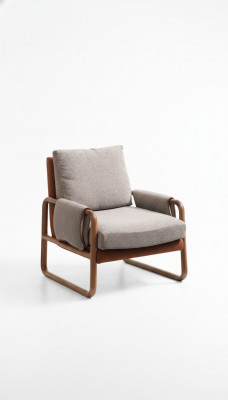 Armchair Wingback Chair Fabric Gray Living Room Polyester 1 Seater Modern New