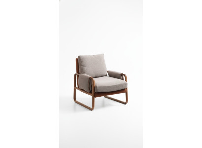 Armchair Wingback Chair Fabric Gray Living Room Polyester 1 Seater Modern New