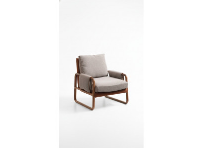 Armchair Wingback Chair Fabric Gray Living Room Polyester 1 Seater Modern New