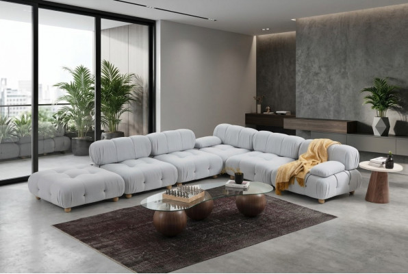 Sectional sofa fabric living room sofas corner gray modern polyester design