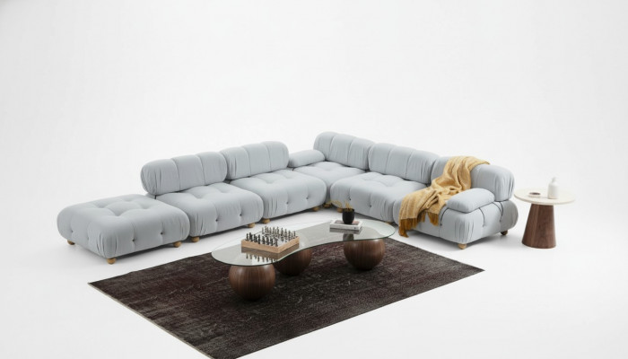 Sectional sofa fabric living room sofas corner gray modern polyester design