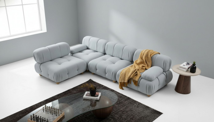 Living room sofa set, fabric, gray, modern, polyester, design