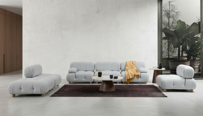 Complete Sofa Set 321 Seater Modern Fabric Gray Set