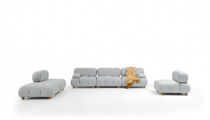 Complete Sofa Set 321 Seater Modern Fabric Gray Set