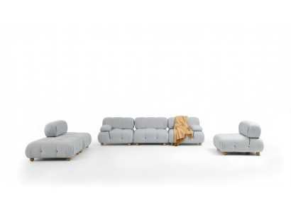 Complete Sofa Set 321 Seater Modern Fabric Gray Set