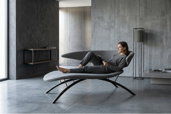 Chaise lounge armchair lounger couch fabric modern seat gray seat