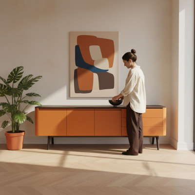 Sideboard dresser luxury cabinets dressers living room wood furniture orange