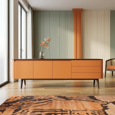 Sideboard dresser luxury cabinets dressers living room wood furniture orange