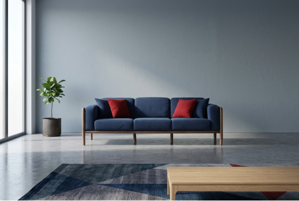 3-seater sofa three-seater modern fabric blue sofa design living room new