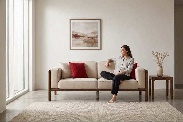 Sofa 2-seater Loveseat Modern Fabric Sofas Design Living Room New White