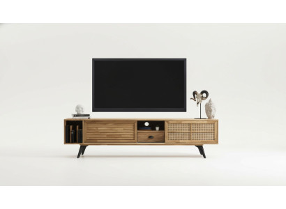 TV stand, RTV lowboard, coffee table, brown wood, modern living room set