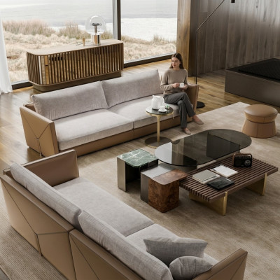 Sofa 3-Seater Three-Seater Modern Fabric Gray Sofa Design Living Room New