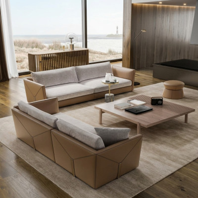 Sofa 3-Seater Three-Seater Modern Fabric Gray Sofa Design Living Room New