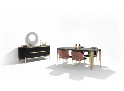 Modern dining room furniture dining set dining table chairs black stainless steel furniture
