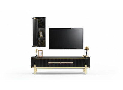 Modern lowboard luxury RTV TV stand living room furniture black gold
