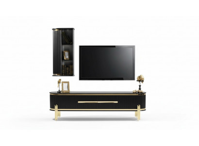 Modern lowboard luxury RTV TV stand living room furniture black gold