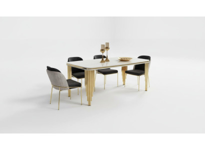 Modern dining room furniture luxury dining nook dining table dining set chairs white 5-piece set