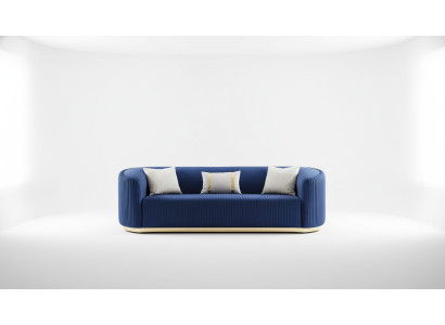 Stainless Steel Three-Seater Luxury Sofa Blue Living Room Furniture Upholstered Sofas Couches
