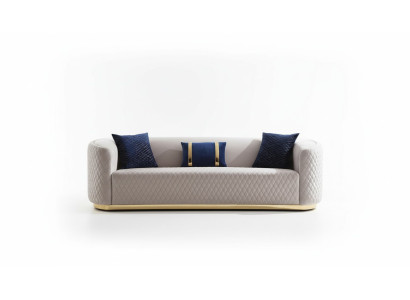 Beige three-seater stainless steel furniture luxury couch sofas design living room furniture