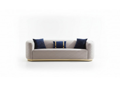 Beige three-seater stainless steel furniture luxury couch sofas design living room furniture