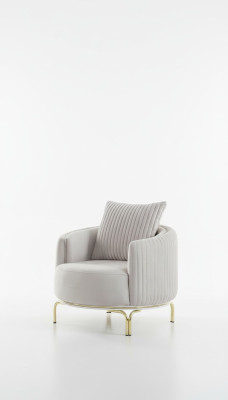 Luxury Armchair White Single-Seater Living Room Furniture Polyester Stainless Steel Furniture