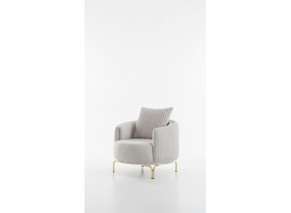Luxury Armchair White Single-Seater Living Room Furniture Polyester Stainless Steel Furniture