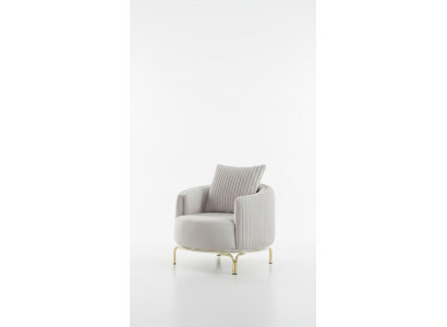 Luxury Armchair White Single-Seater Living Room Furniture Polyester Stainless Steel Furniture