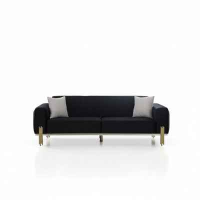Modern black three-seater with stainless steel upholstery couch sofas design