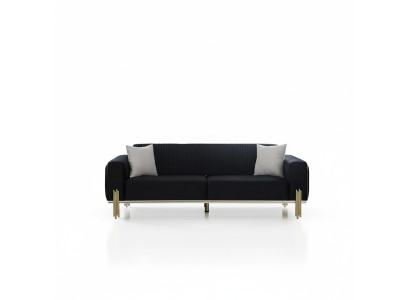 Modern black three-seater with stainless steel upholstery couch sofas design