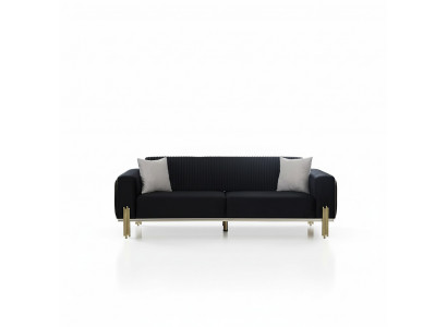 Modern black three-seater with stainless steel upholstery couch sofas design
