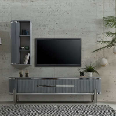 TV stand RTV lowboard shelves sideboard table modern gray luxury new