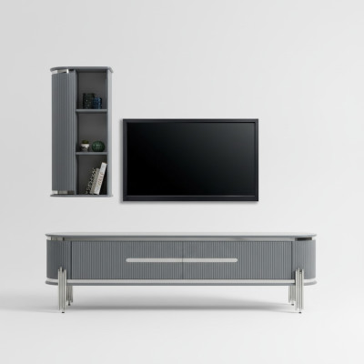 TV stand RTV lowboard shelves sideboard table modern gray luxury new