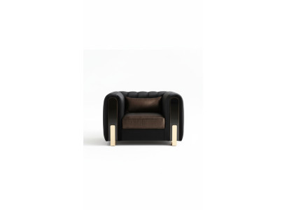 Black armchair wing chair luxury design living room single-seater modern
